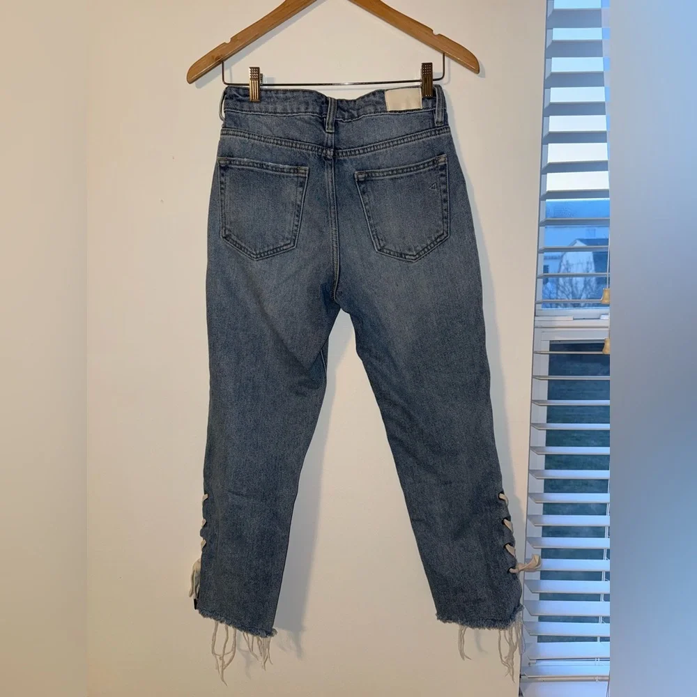 Hidden Lace Up Denim Straight Leg Jeans Size 26 - Picture 10 of 16